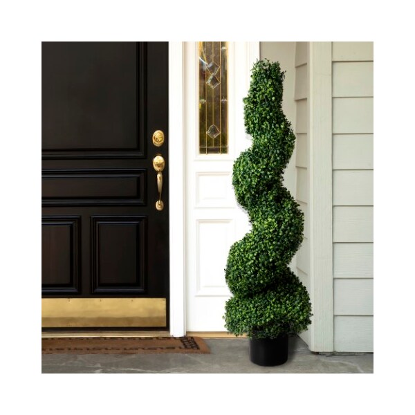 Nature Spring 50-inch Spiral Faux Boxwood Topiary Tree